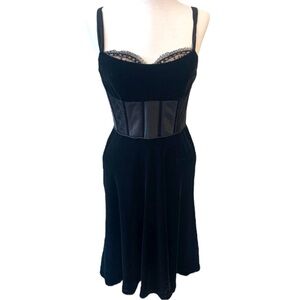 Badgley Mischka Evening Vintage Velvet Corset Midi Dress Size XS Whimsical Magic